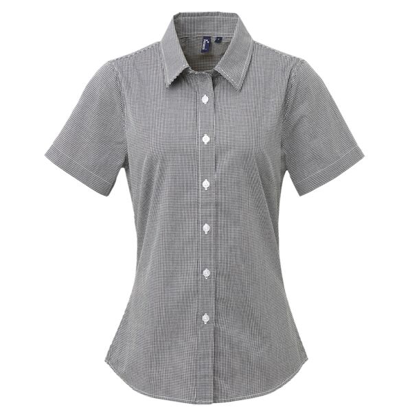 Premier Ladies Gingham Short Sleeve Shirt Thumbnail